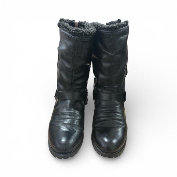 RUDSAK Black Leather Faux Fur Lined Moto Boots - Picture 2 of 4